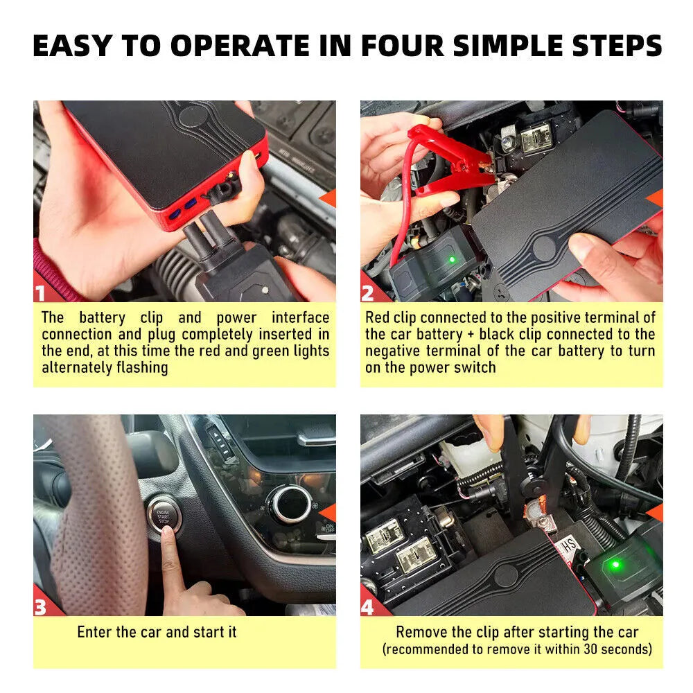 Healthadss ™ 30000mAh Car-Jump-Starter Booster Jumper Box Power Bank Battery Charger Portable