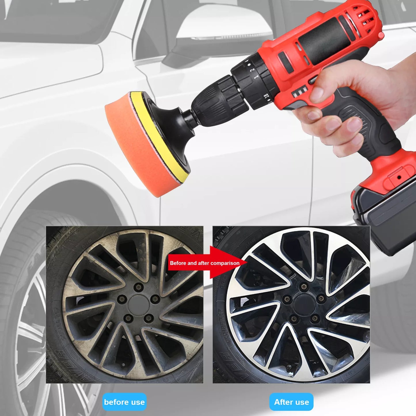 Healthadss ™ 19pc 3" Car Buffing Pads Polishing Sponge Set Waxing Foam Polisher Kit for Drill