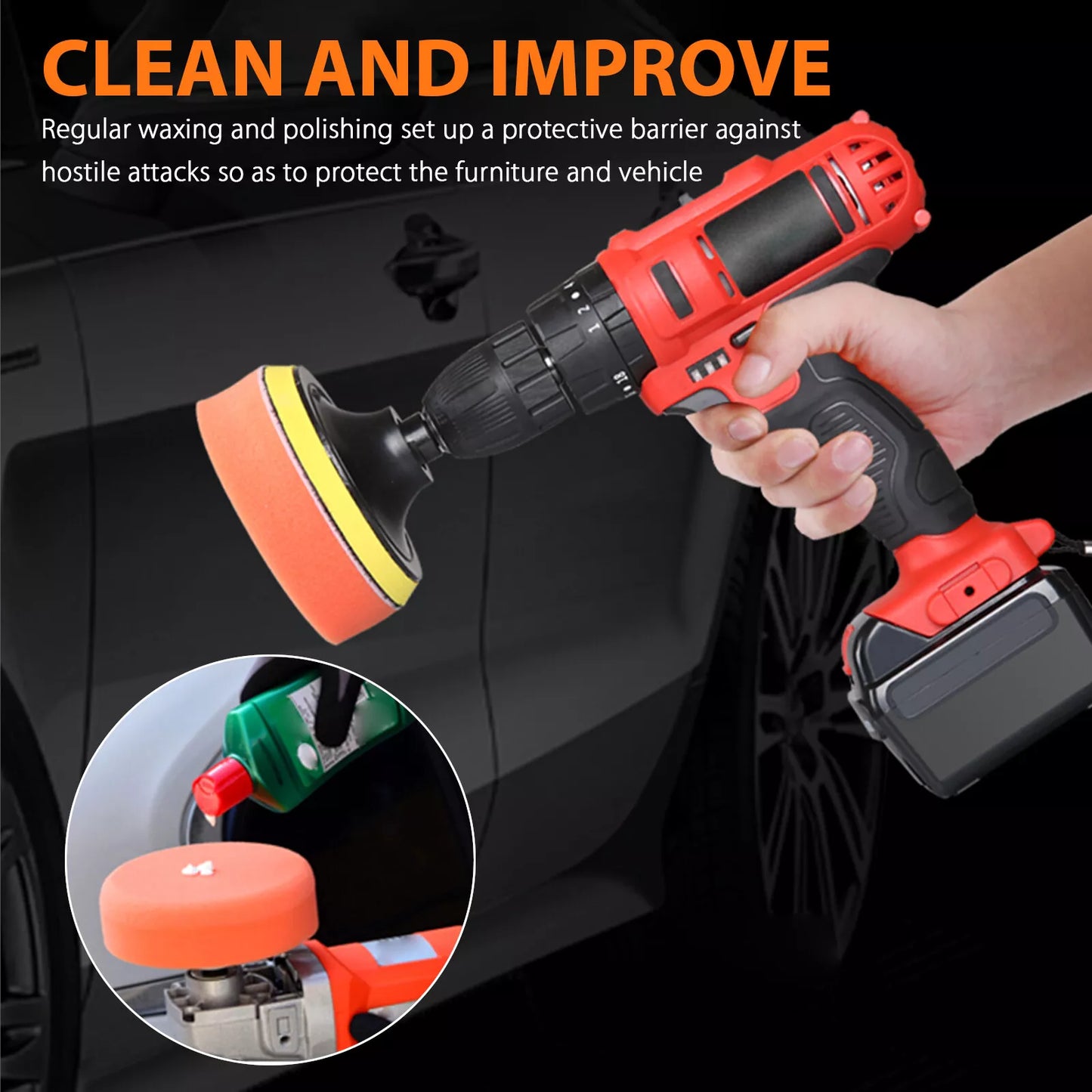 Healthadss ™ 19pc 3" Car Buffing Pads Polishing Sponge Set Waxing Foam Polisher Kit for Drill