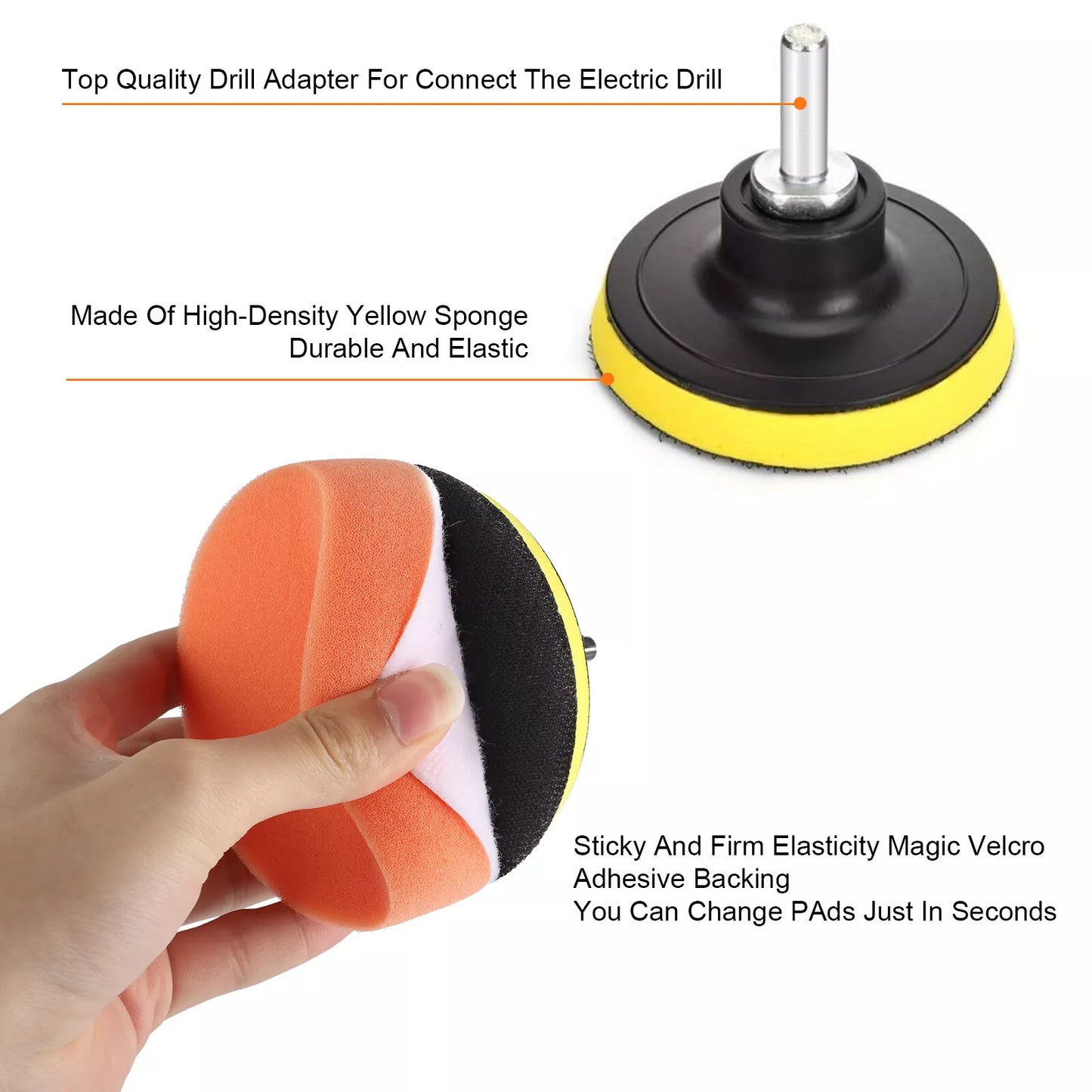 Healthadss ™ 19pc 3" Car Buffing Pads Polishing Sponge Set Waxing Foam Polisher Kit for Drill