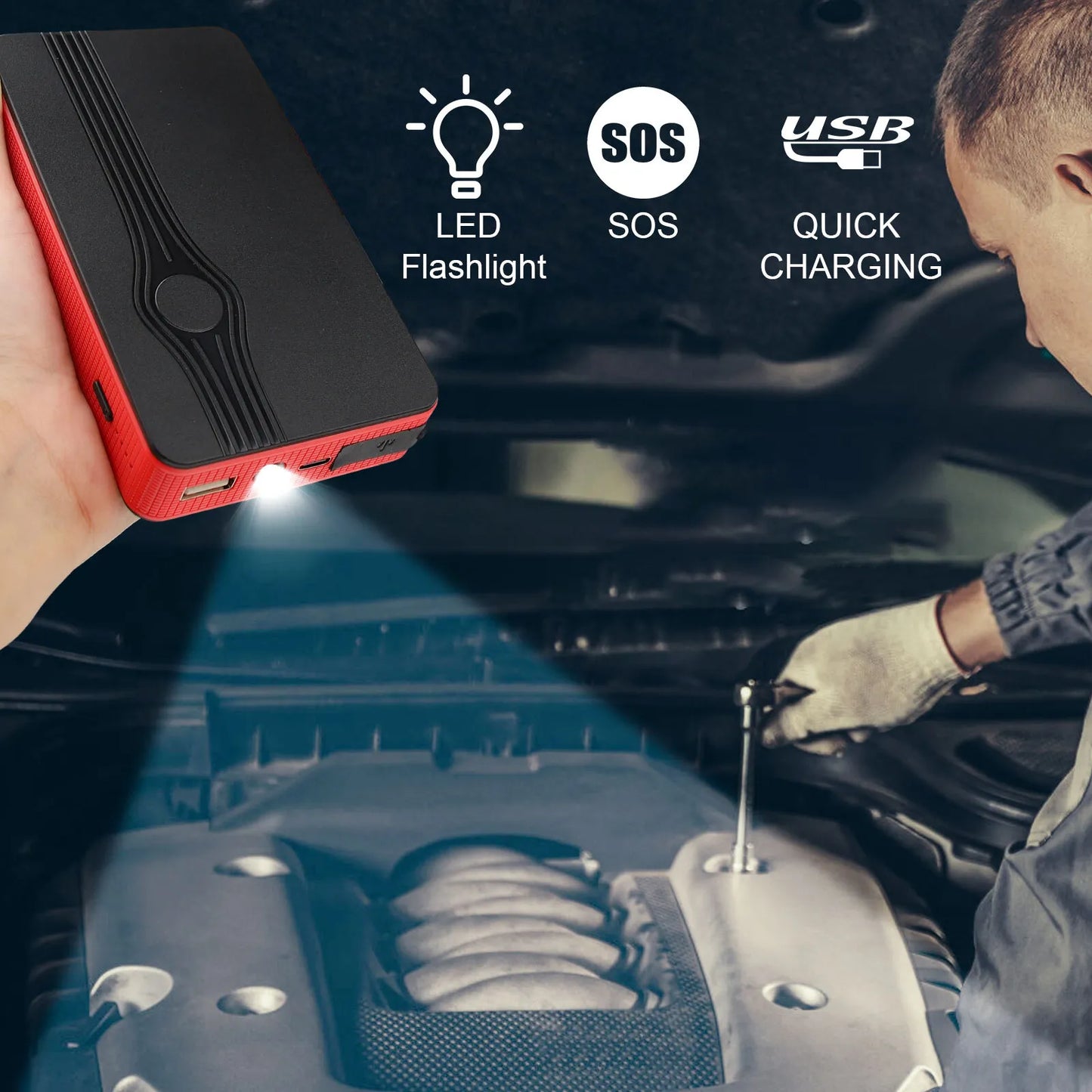 Healthadss ™ 30000mAh Car-Jump-Starter Booster Jumper Box Power Bank Battery Charger Portable