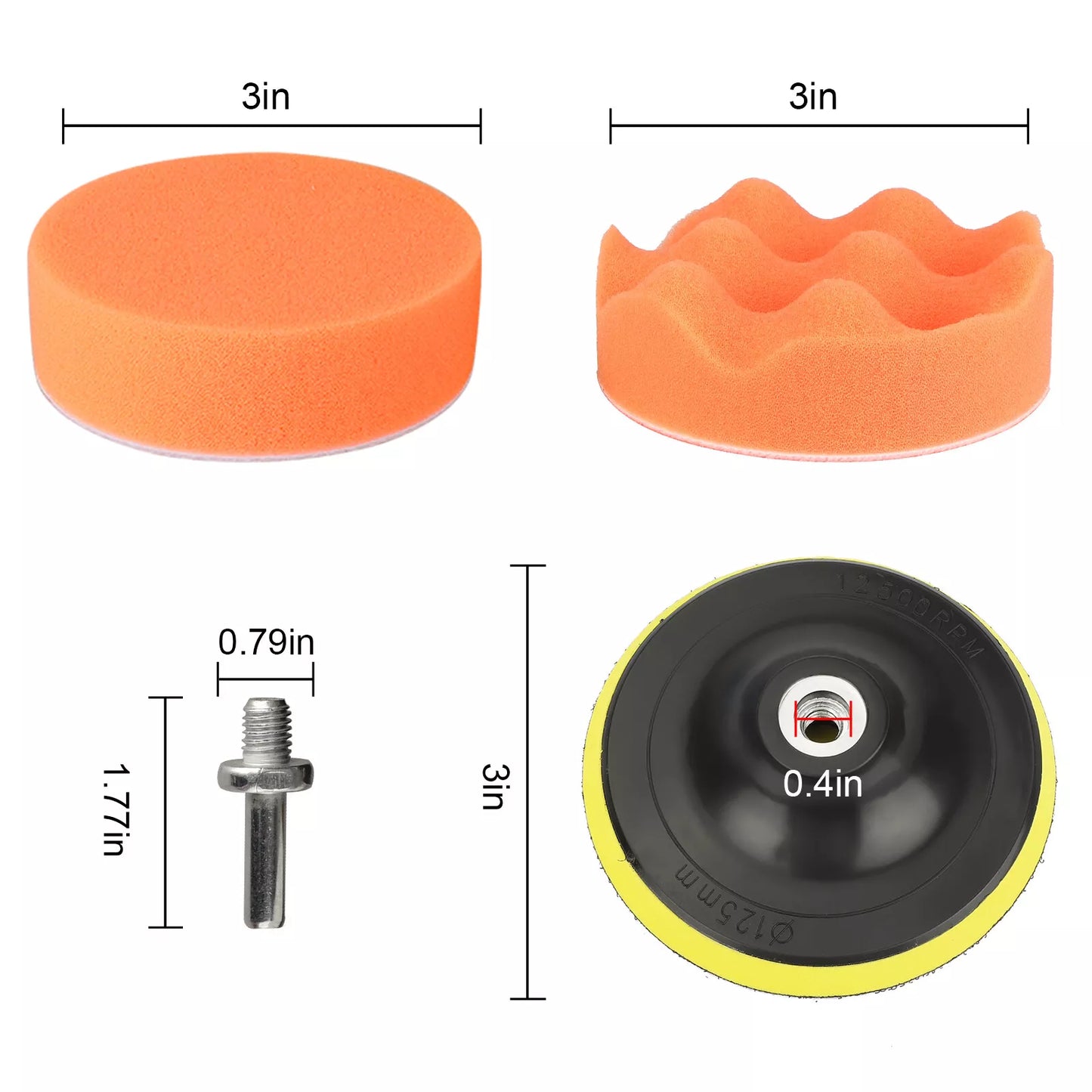 Healthadss ™ 19pc 3" Car Buffing Pads Polishing Sponge Set Waxing Foam Polisher Kit for Drill