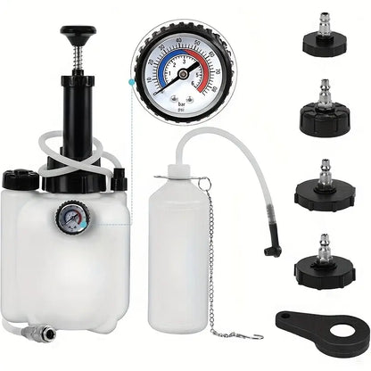 Healthadss ™ 3L+1L Brake Fluid Bleeder Kit with Pressure Gauge & Extractor ,33.81oz Brake Fluid Bleed Bottle And 4 Master Cylinder Adapters