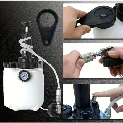 Healthadss ™ 3L+1L Brake Fluid Bleeder Kit with Pressure Gauge & Extractor ,33.81oz Brake Fluid Bleed Bottle And 4 Master Cylinder Adapters