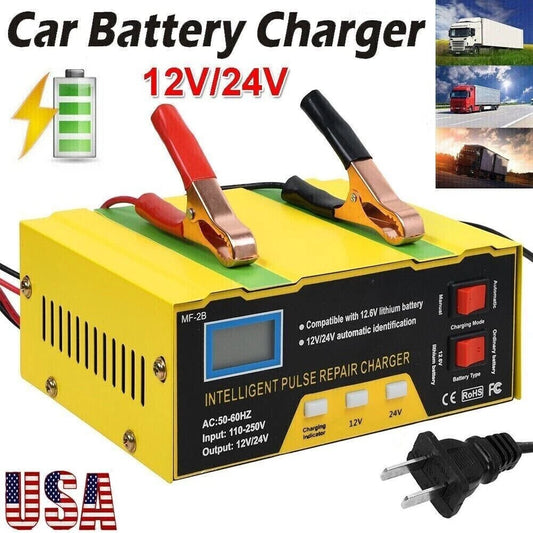 Healthadss ™ Car Battery Charger Heavy Duty 12V/24V Smart Automatic Intelligent Pulse Repair