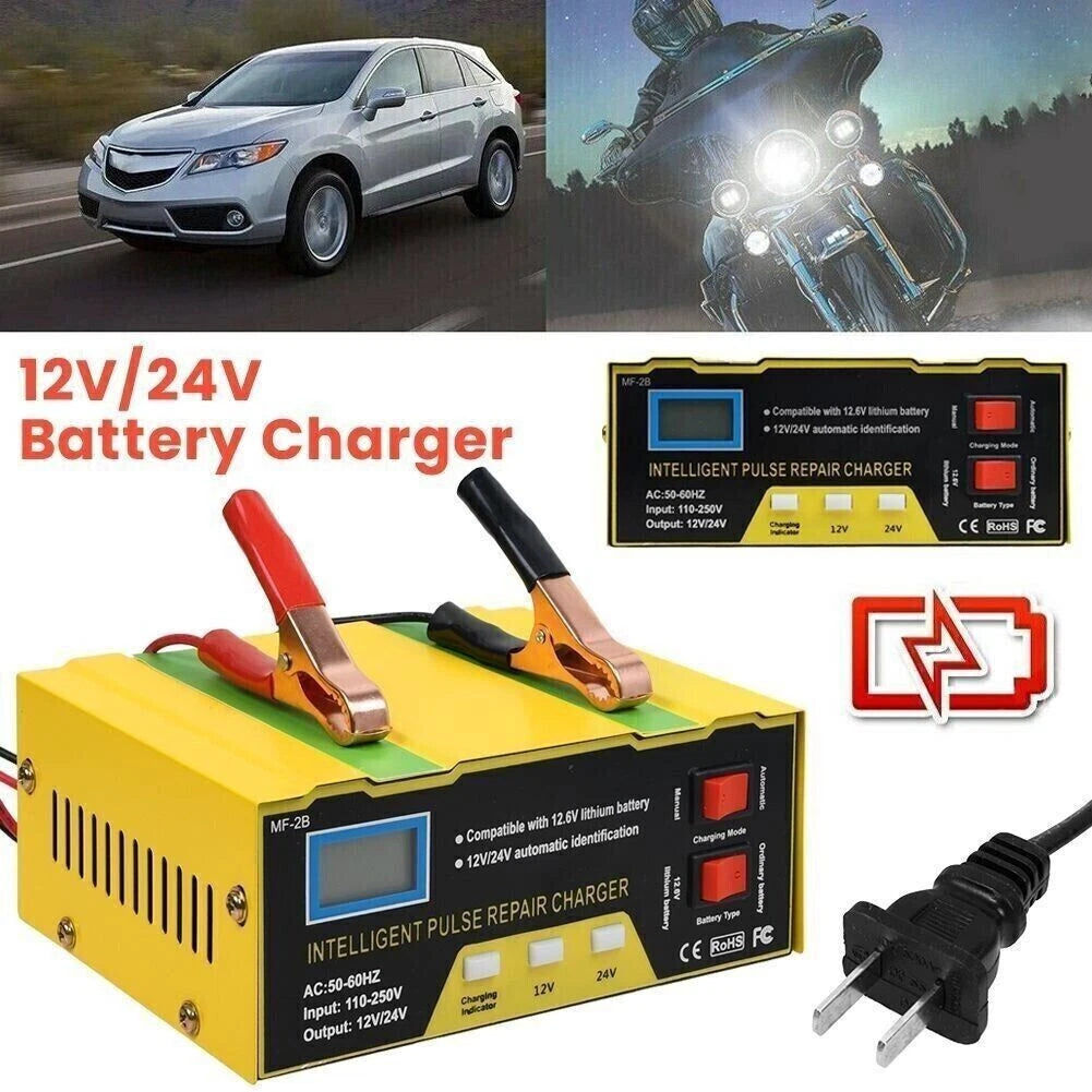 Healthadss ™ Car Battery Charger Heavy Duty 12V/24V Smart Automatic Intelligent Pulse Repair