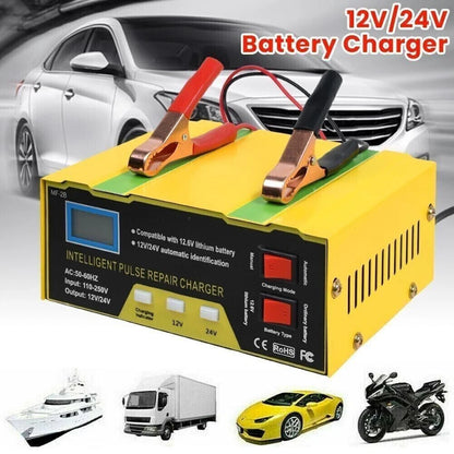 Healthadss ™ Car Battery Charger Heavy Duty 12V/24V Smart Automatic Intelligent Pulse Repair